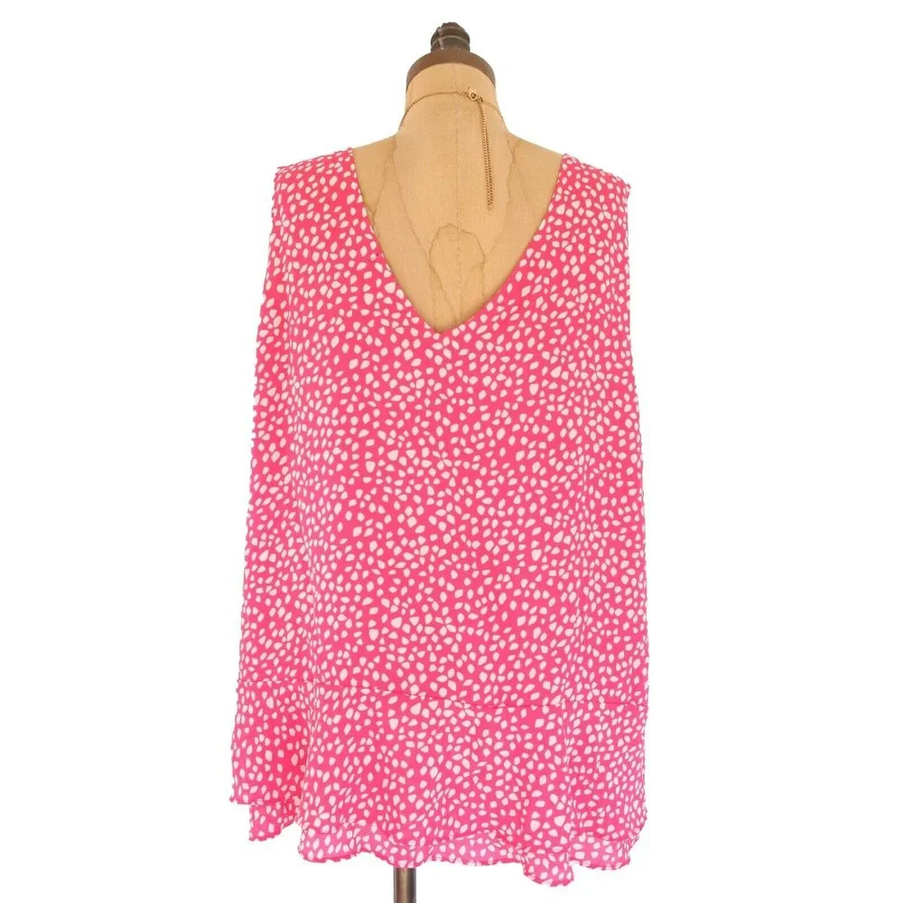 Gibson Living In Yellow Willow Top Plus Size 3X Tiered Peplum Pink White NEW B62